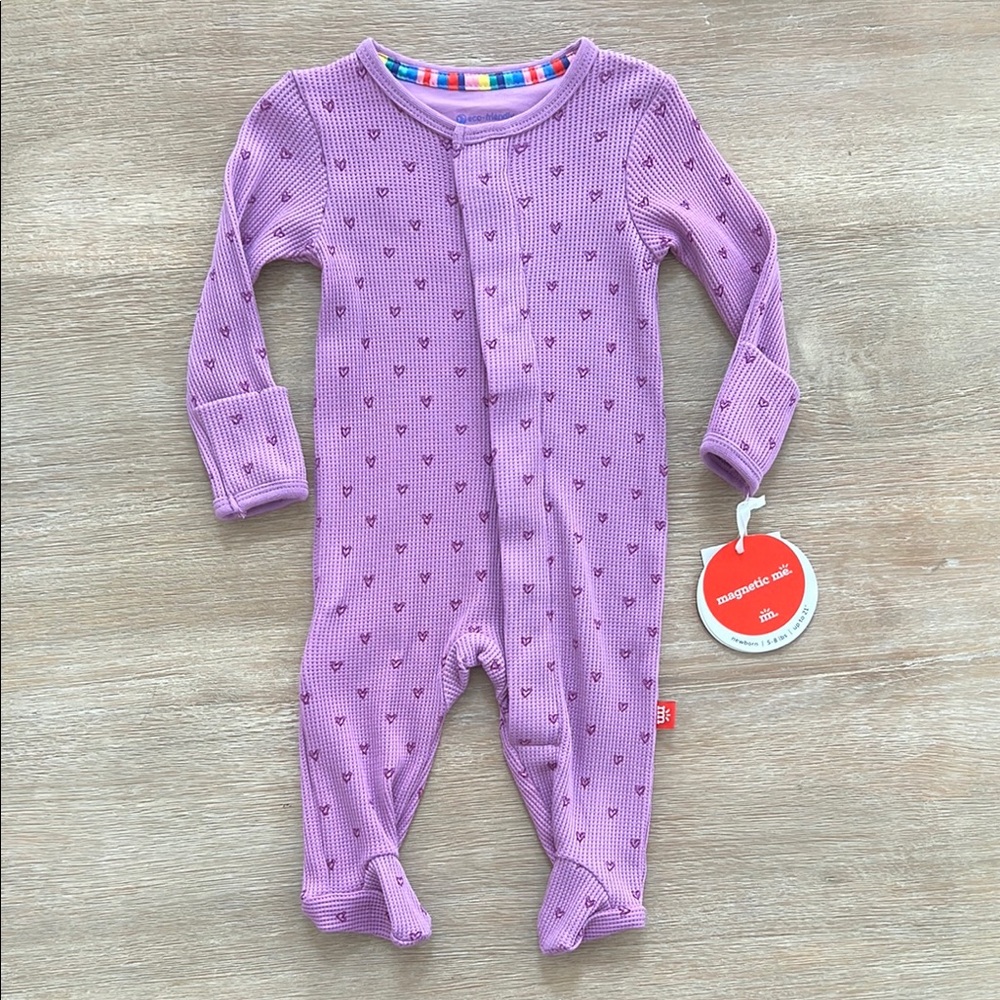 Magnetic Me Waffle Footie Purple Heart Modal Organic Cotton 18-24 months